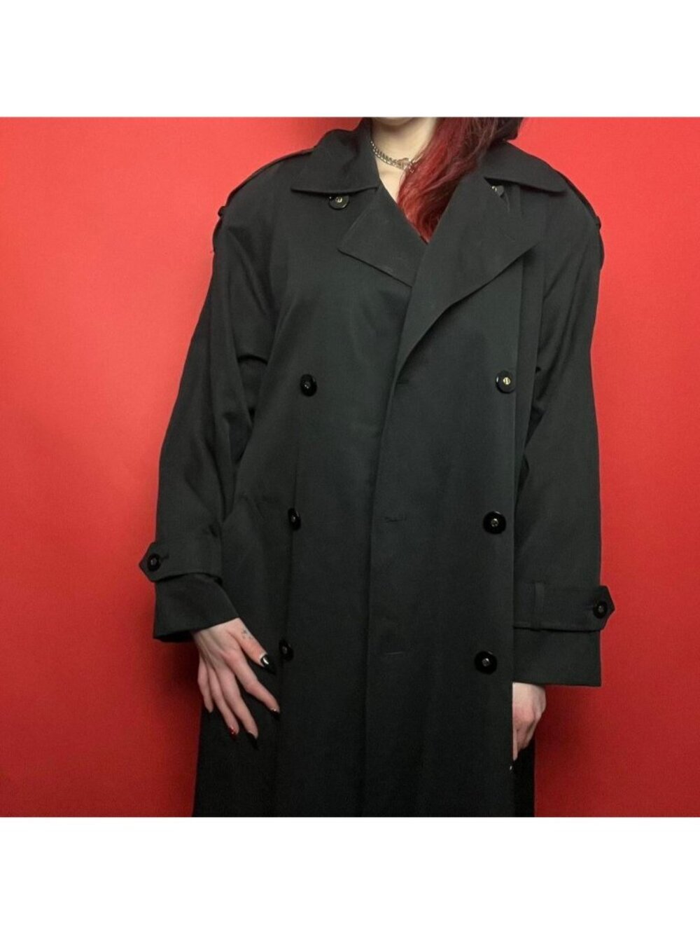 Thick heavy black floor length trench coat ...​